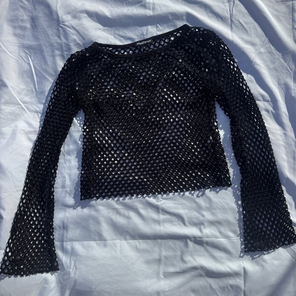 Y2K Goth Mesh Long Sleeve Crop Top Grunge Whimsigoth #rave